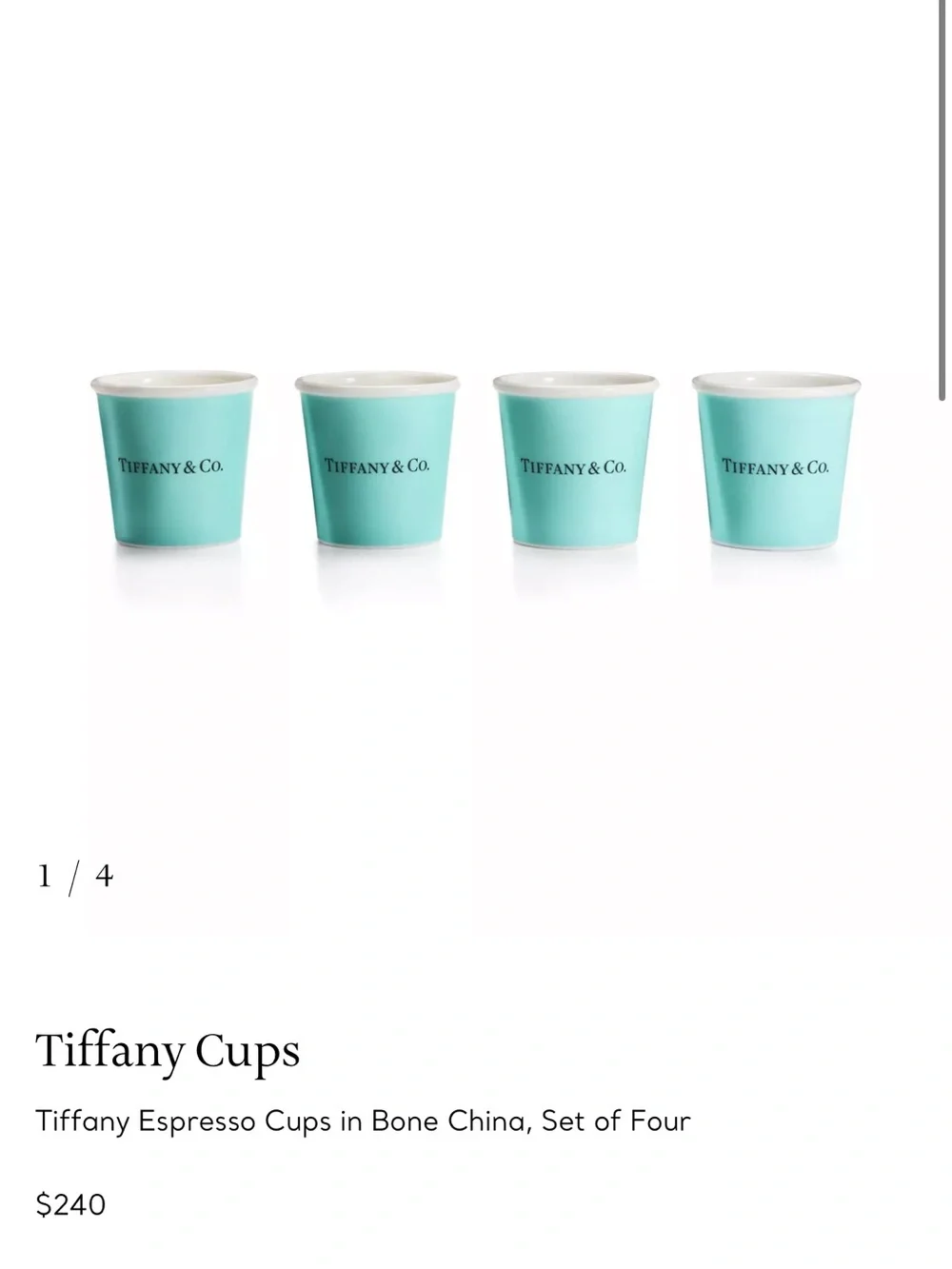 Tiffany & Co. Signature Robin's Egg Blue Disposable Party Cups - Set of 4